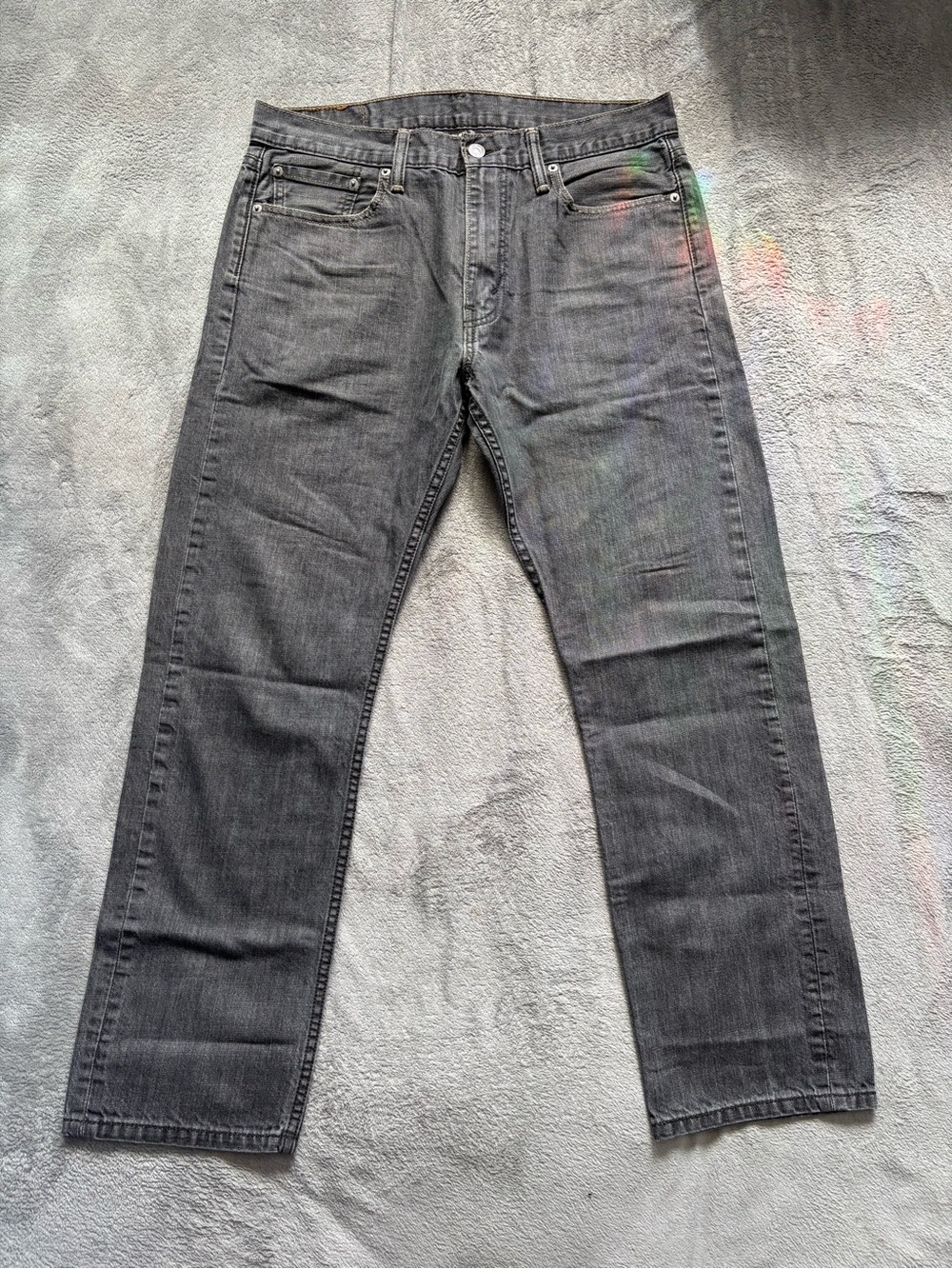 Levis 513 Jeans Mens 33x30 Black Slim Straight Stretch Denim Pants Slight Fade